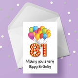 81st Birthday Card with Red Numbers