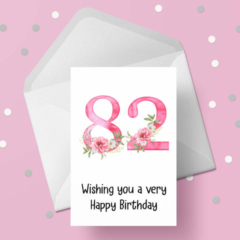 82nd Birthday Flowers Card