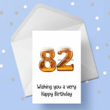 82nd Birthday Card with Beer Numbers