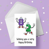 82nd Birthday Card with Cartoon Numbers
