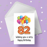 82nd Birthday Card with Red Numbers