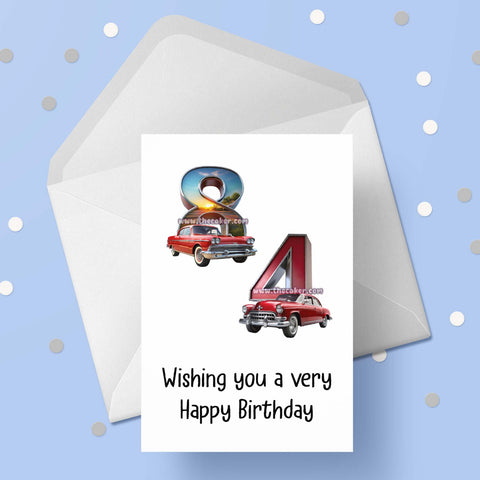 84th Birthday Card with Cars