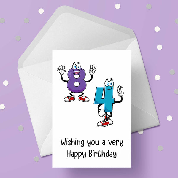 84th Birthday Card with Cartoon Numbers