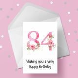 84th Birthday Flowers Edible Icing Cake Topper or Ribbon