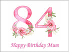 84th Birthday Flowers Edible Icing Cake Topper or Ribbon