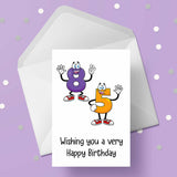 85th Birthday Card with Cartoon Numbers