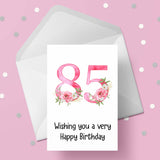 85th Birthday Flowers Edible Icing Cake Topper or Ribbon