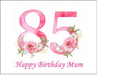 85th Birthday Flowers Edible Icing Cake Topper or Ribbon
