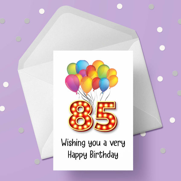 85th Birthday Card with Red Numbers