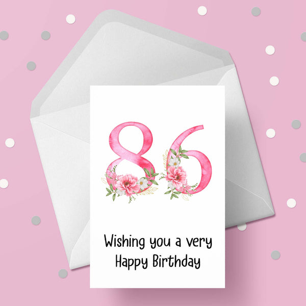 86th Birthday Flowers Card