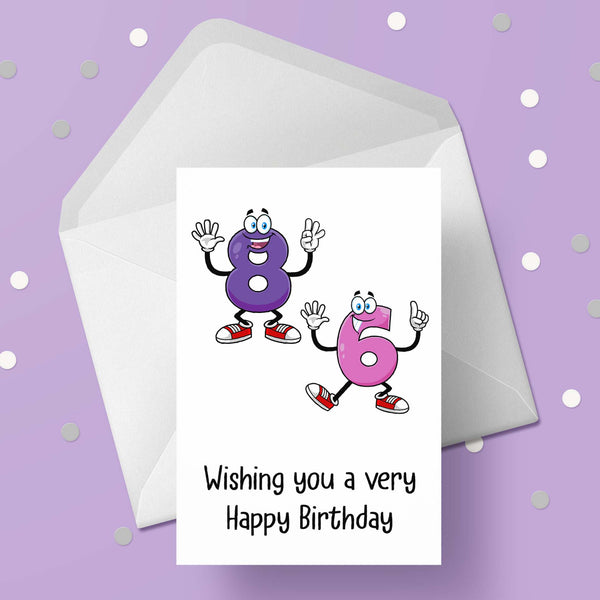 86th Birthday Card with Cartoon Numbers