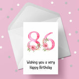 86th Birthday Flowers Edible Icing Cake Topper or Ribbon