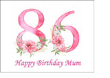 86th Birthday Flowers Edible Icing Cake Topper or Ribbon