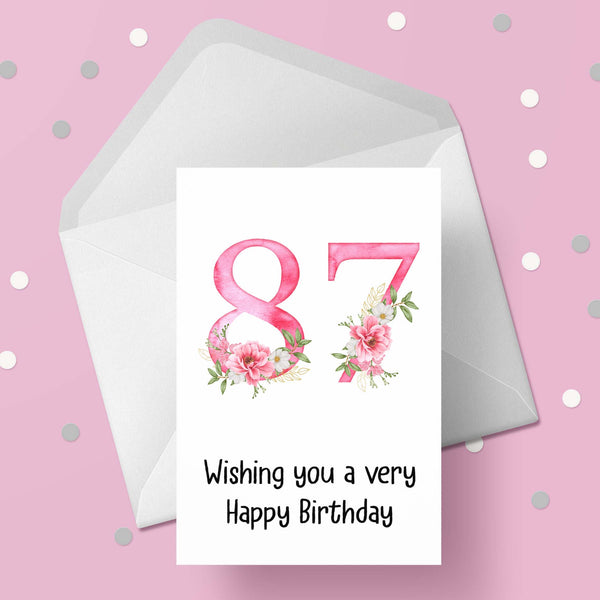 87th Birthday Flowers Card