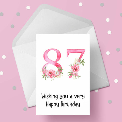 87th Birthday Flowers Card