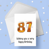 87th Birthday Card with Beer Numbers