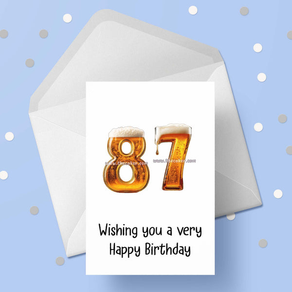 87th Birthday Card with Beer Numbers