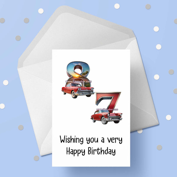 87th Birthday Card with Cars