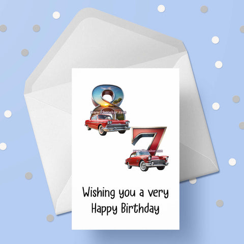 87th Birthday Card with Cars
