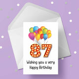 87th Birthday Card with Red Numbers