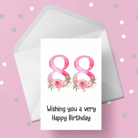 88th Birthday Flowers Card