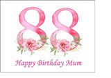 88th Birthday Flowers Edible Icing Cake Topper or Ribbon