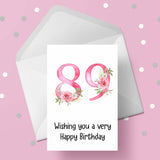 89th Birthday Flowers Card
