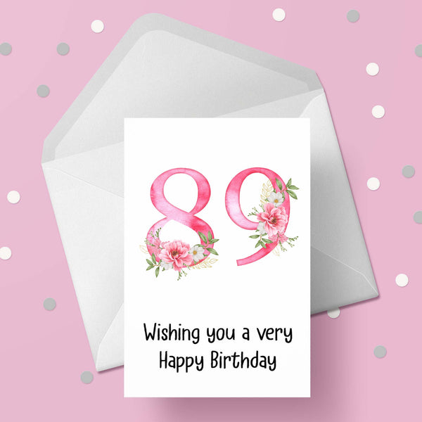 89th Birthday Flowers Card