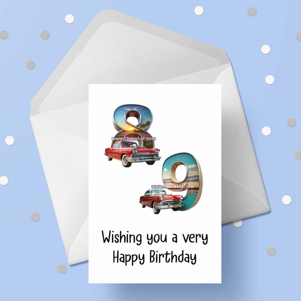 89th Birthday Card with Cars