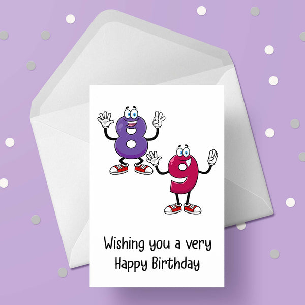 89th Birthday Card with Cartoon Numbers