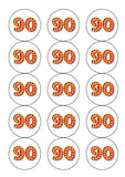90th Birthday Red & Gold Edible Icing Cake Topper or Ribbon