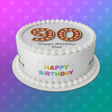 90th Birthday Red & Gold Edible Icing Cake Topper or Ribbon