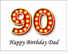 90th Birthday Red & Gold Edible Icing Cake Topper or Ribbon