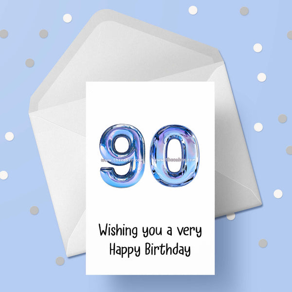 90th Birthday Blue Card