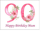 90th Birthday Flowers Edible Icing Cake Topper or Ribbon