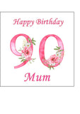 90th Birthday Flowers Edible Icing Cake Topper or Ribbon