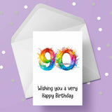 90th Birthday Rainbow Numbers Card