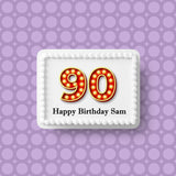 90th Birthday Red & Gold Edible Icing Cake Topper or Ribbon