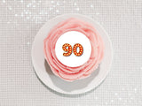 90th Birthday Red & Gold Edible Icing Cake Topper or Ribbon