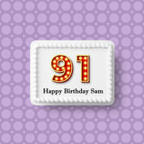 91st Birthday Red & Gold Edible Icing Cake Topper or Ribbon