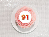 91st Birthday Red & Gold Edible Icing Cake Topper or Ribbon