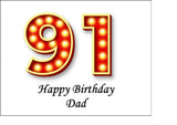 91st Birthday Red & Gold Edible Icing Cake Topper or Ribbon