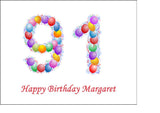91st Birthday Balloons Edible Icing Cake Topper or Ribbon