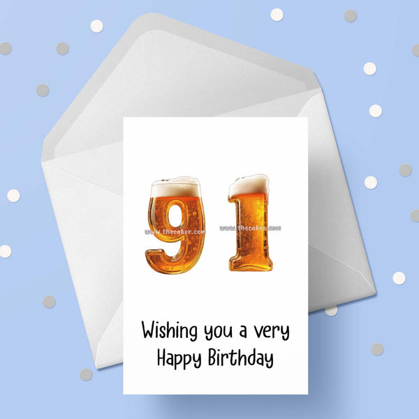 91st Birthday Beer Card