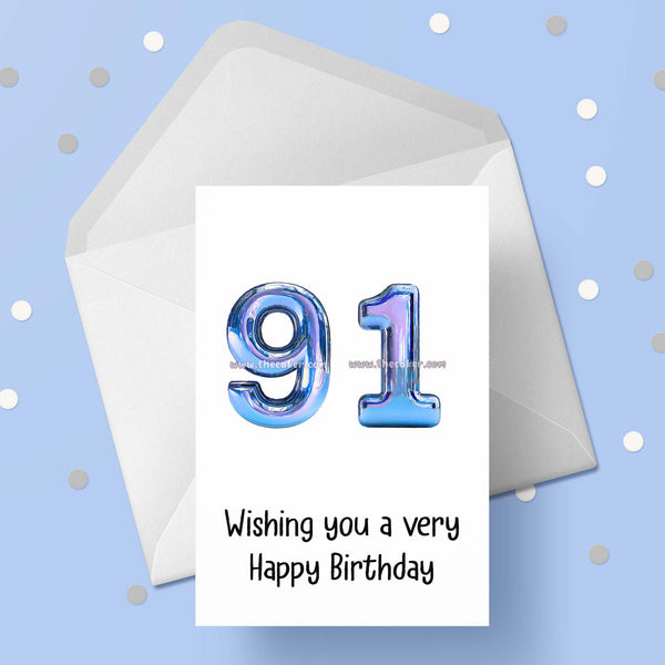 91st Birthday Blue Card