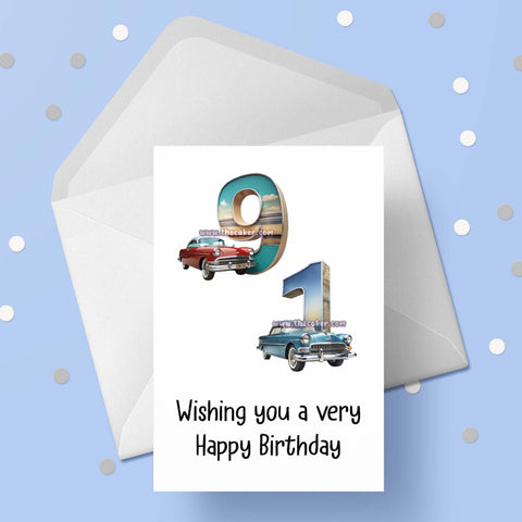 91st Birthday Car Card