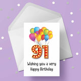 91st Birthday Red & Gold Card