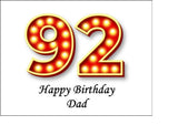 92nd Birthday Red & Gold Edible Icing Cake Topper or Ribbon