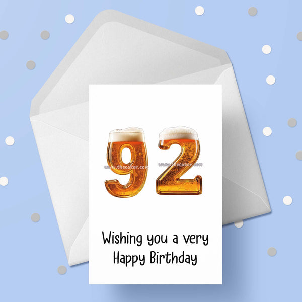 92nd Birthday Beer Card