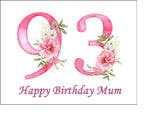 93rd Birthday Flowers Edible Icing Cake Topper or Ribbon